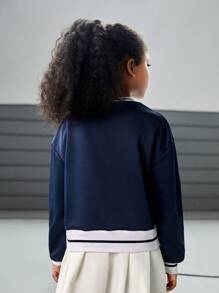 SHEIN Mädchen Teenager Elastischer Loose Fit Sweatshirt, Bequemer atmungsaktiver feuchtigkeitsableitender Lauf-Oberteil - Verschiedenfarbig - Übersicht 2