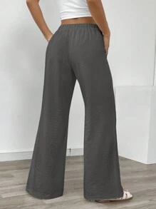 RosyDaze Women Linen Pockets Casual Pants, Spring And Summer Fall Cloth For Women - Dark Grey - View 2