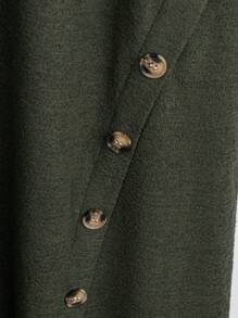 Rusticease Plus Size Women's Solid Color Stand Collar Long Sleeve Button Design Maxi Casual Dress, Fall Women Clothes - Army Green - View 5