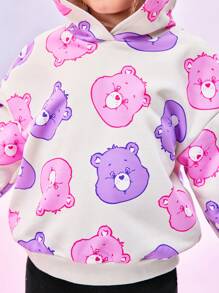 SHEIN X Care Bears 年轻女孩 2 件套卡通熊印花连帽运动衫和紧身裤套装 - 彩色 - 查看 5