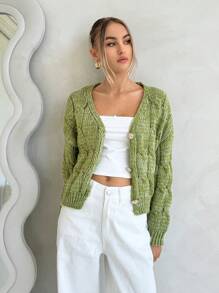 Forever 21 Women's Solid Color Button Front Long Sleeve Minimalist Casual Top - Blue - View 4