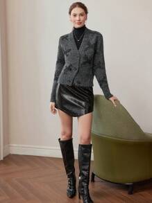 MOTF PREMIUM CONTRAST SEQUIN SINGLE BREASTED PLACKET CARDIGAN - Grey - View 5