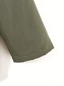 SHEIN Leap Crew Long Loose Woven Casual Jacket For Young Boys - Army Green - View 3