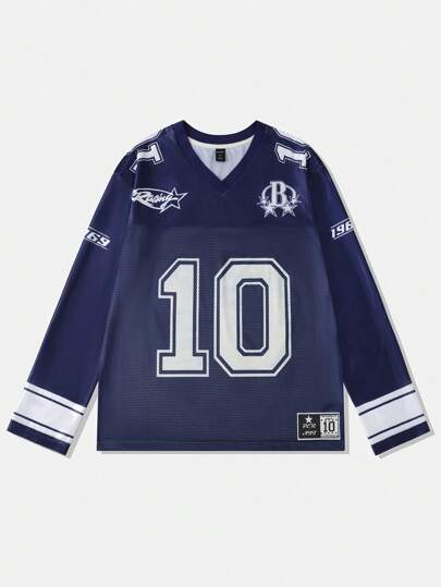 Street Life Men's Street Style Jersey Long Sleeve T-Shirt, With Mesh Fabric And Shiny Material