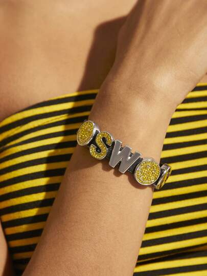 SmileyWorld® | SHEIN Sparkling Rhinestone Letter & Cartoon Pattern Bracelet