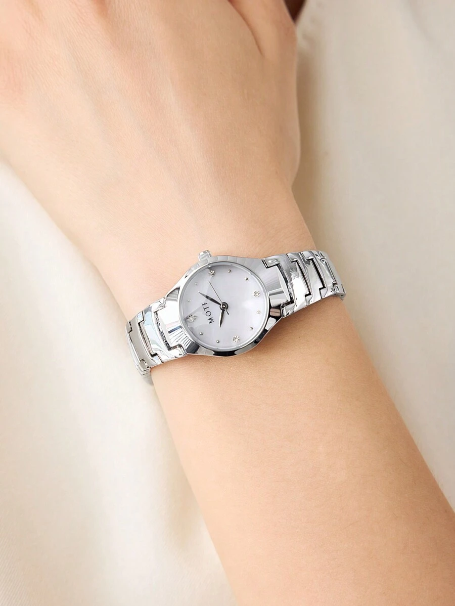 MOTF PREMIUM WOMEN'S FASHION STEEL STRAP PETITE PINK DIAL WRIST WATCH - Pink - View 2