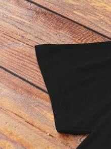 SHEIN LUNE Plus Size Christmas Print Short Sleeve T-Shirt Graphic Tees Women Tops - Black - View 5