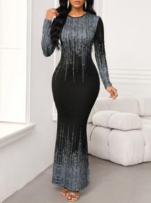 SHEIN Lady Women's  Ground Sequin Print Dress, Party Dress