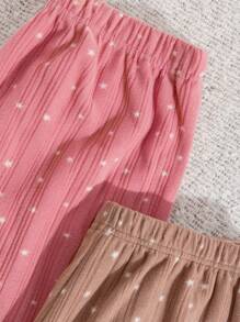 RueChic 2pcs Fleece Star Pattern Homewear Sleep Bottoms  Set - Multicolor - View 3
