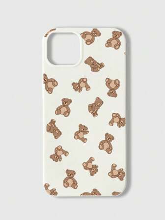 Kawaii 1 pieza Funda de teléfono brillante blanca con diseño de oso bonito compatible con iPhone 11 12 13 14 15 Pro Max