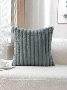 1 funda de almohada de peluche gris, funda de cojín cuadrada, decoración de almohada para el hogar en días festivos, tela suave y cómoda esponjosa, decoración moderna para sofá, adecuada para el hogar, dormitorio, uso en dormitorio, sin relleno de almohada, decoración de sala de estar de otoño, regalo navideño - Gris - Ver 2