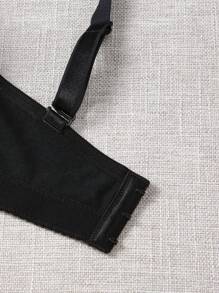 Plus Solid Strapless Push Up Bra With 1pair Clear Strap - Black - View 6