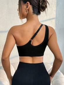 Gameset SHEIN Sport Seamless Solid Color Hollow Out One Shoulder Sports Bra