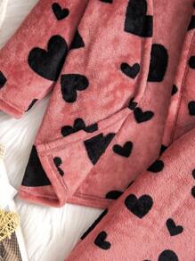 SHEIN 3 peças Conjunto de Jaqueta e Calça de Padrão de Coração Fofinho e Médio Comprimento para Bebê Menina, Outono/Inverno - Vermelho - Visão 14