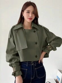 DAZY Gabardina con manga raglán y diseño de charreteras
