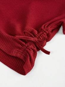 SHEIN Girlism 2 piezas Conjunto informal de niña preadolescente con camiseta de cuello redondo y pantalones de campana