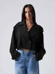 LYSMO 1 pieza Abrigo casual con botones de unicolor y mangas largas para mujer