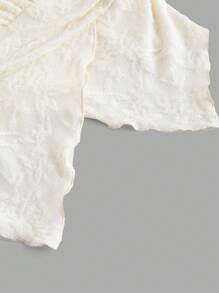 SHEIN MOD 杏色不对称下摆背心，带褶皱胸部交叉设计，提花面料，俱乐部上衣，派对上衣，网眼上衣，秋装，派对上衣