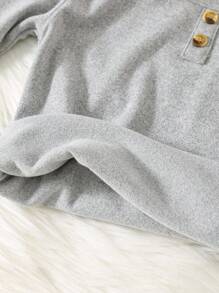 SHEIN Leap Crew 2 件套 男童紧身熊装饰补丁长袖上衣和裤子保暖弹力睡衣套装