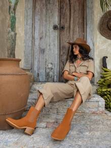 Styleloop Women Fashion Party Apricot Ankle Boots And Booties, Fall Shoes Fall - Brown - View 7