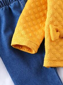 SHEIN 女婴休闲可爱印花上衣、彩色夹克和牛仔裤 - 彩色 - 查看 4