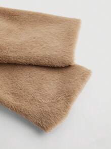 SHEIN MOD Plus Size Retro Fluffy Zip-Up Hooded Short Jacket, Autumn Winter - Brown - View 4