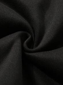 ROMWE MEN Street Life 男士宽松口号和肖像印花连帽运动衫，适合秋冬季 - 黑色 - 查看 4