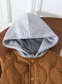 SHEIN 2pcs/Set Young Boys Casual Hooded  Cardigan Jacket And Washed Denim Pants, Comfortable Outfit For Daily Wear, Autumn Winter - Brown - View 4