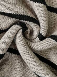 SHEIN Clasi 女士不对称领口长袖条纹毛衣、长袖上衣