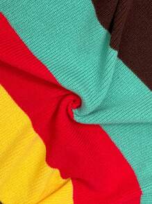 Slaydiva Áo len cardigan dệt kim sọc nhiều màu cỡ lớn cho nữ, khối màu - Nhiều màu - Xem 10