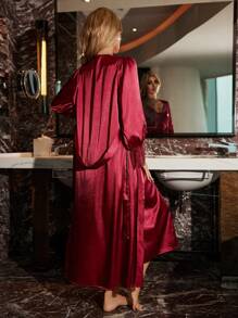 Dantela imitata matase camisole sexy camasa de noapte si halat 2buc pijama set