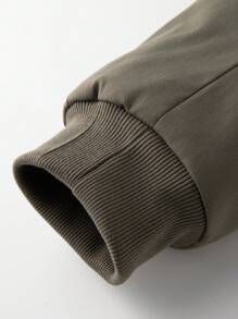 Manfinity Homme Chaqueta casual de manga larga con cremallera y color contrastante para hombre, otoño - Verde militar - Ver 4