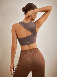 Activina Women Solid Color Cutout Sport Bra For Workout - Brown - View 2