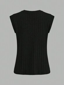 SHEIN LUNE Juego de 3 camisetas de mujer de cuello en V acanalado desgastado en negro, gris, blanco - Multicolor - Ver 4