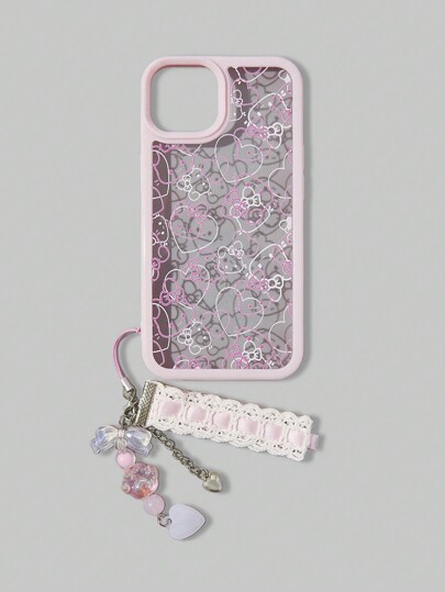 Kawaii 1 pièce Étui de téléphone en silicone brillant en forme de cœur rose compatible avec iPhone 11 12 13 14 15 Pro Max