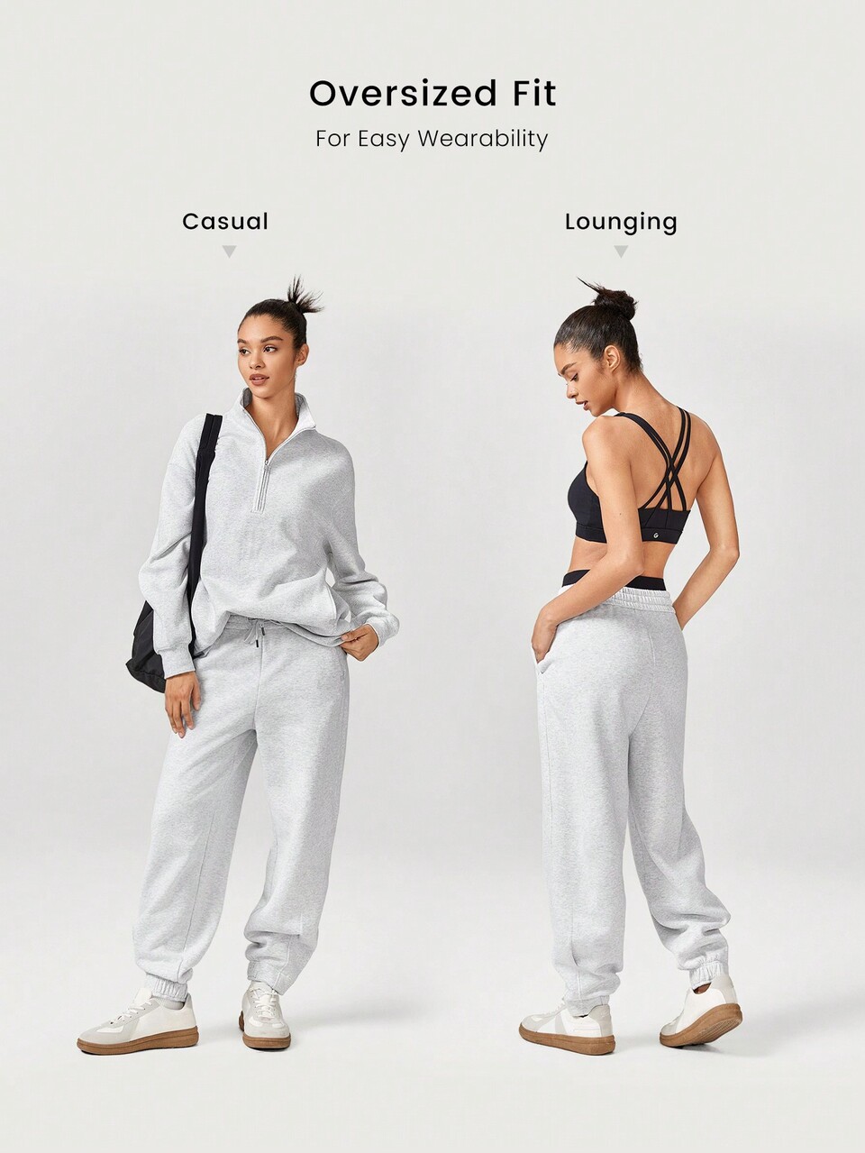 26'' Everyday Fleece Loose Fit Adjustable Drawstring Wasit Pleated Hem Joggers With Side Pockets Daily Casual