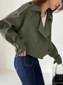 DAZY Gabardina con manga raglán y diseño de charreteras