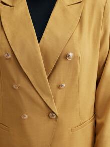 BizChic Plus Size Solid Color Double-Breasted Lapel Elegant Business Casual Suit Jacket - Yellow - View 4