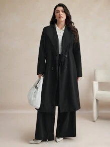 BizChic Damen Große Größen klassische schwarze Pendler Jacke mit Fransen