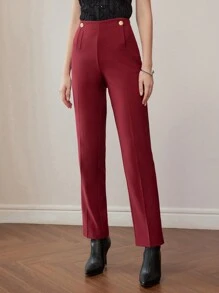 MOTF PREMIUM PRESS CREASE BUTTON DETAIL SUIT PANTS - Purple - View 2