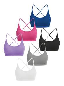 Easithlete Conjunto de 3 sostenes deportivos de moda para mujeres sin costuras - Multicolor - Ver 2