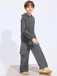 SHEIN Tween Boy Solid Thermal Hoodie