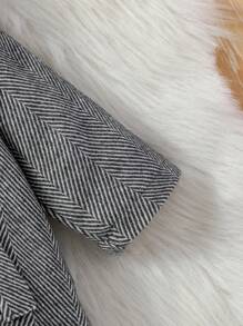 SHEIN 男婴简约人字纹长袖休闲羊毛夹克，百搭秋冬