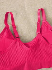 Easithlete 4pcs Solid Crop Sports Bra - Multicolor - View 3