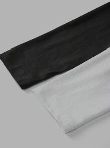 SHEIN EZwear 2 件女式方领修身长袖休闲 T 恤套装，适合秋冬季 - 彩色 - 查看 8