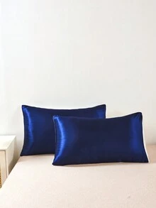 Bộ chăn ga gối đệm bằng vải satin lụa hai tông màu xanh navy trắng cao cấp 3 món, mềm mại, thoáng khí, không nhăn, tốt hơn cho giấc ngủ, phong cách khách sạn sang trọng, quà tặng cho bạn bè bố mẹ, chăn bông kèm vỏ chăn * 1 vỏ gối * 2 - Màu xanh hải quân - Xem 4
