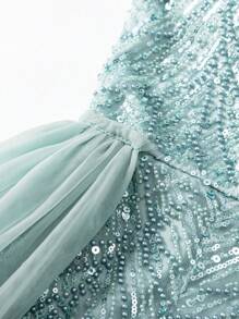 Faeriesty 高级魅力不对称单肩垂坠侧亮片舞会串珠礼服和晚礼服连衣裙和装饰连衣裙