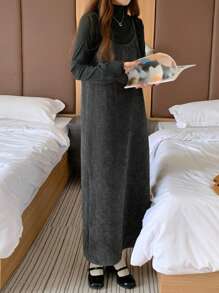 DAZY 1pc Women's Solid Color Spaghetti Strap Dress, Summer Fall,Winter - Grey - View 4