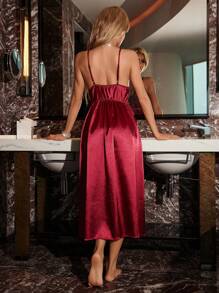 Dantela imitata matase camisole sexy camasa de noapte si halat 2buc pijama set