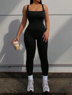 Zyxie Combinaison sans manches unitard unicolore à côtes ajourées et dos nu pour femme, sexy et ajustée, pour l'été